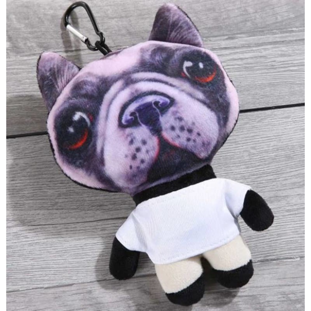 Mad Dog Pug Jumbo Stuffed 3D Key Fob Keyring